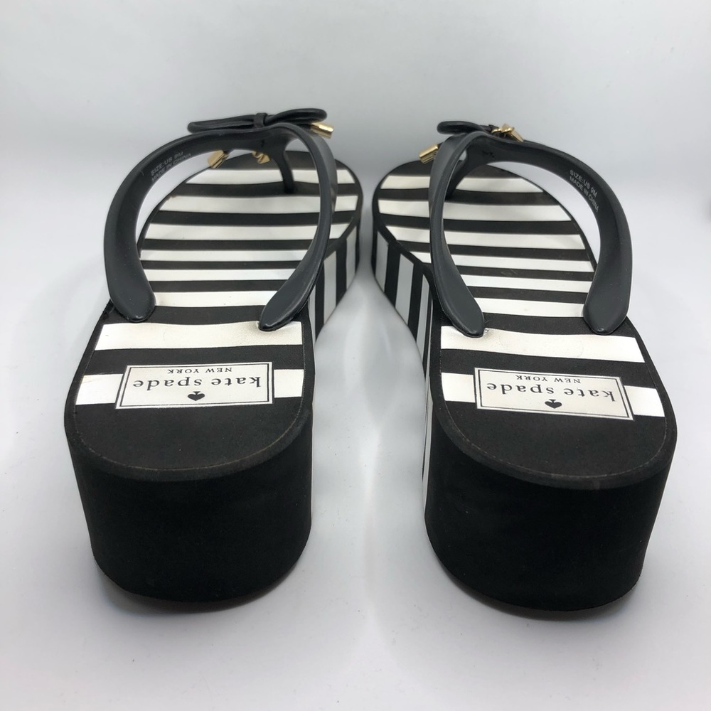 Kate Spade Rhett Black White Striped Platform Sandals Size 9 - Picture 12 of 15
